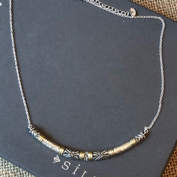 Gorgeous Silpada Sterling Silver .925 Brass Curved Bar Canyon Necklace - Picture 2 of 4